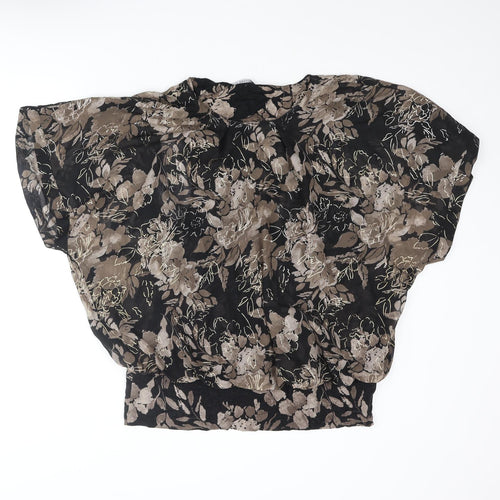 David Emanuel Womens Multicoloured Floral Polyester Basic Blouse Size 18 Round Neck