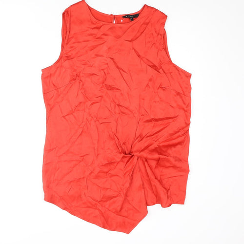 NEXT Womens Red Polyester Camisole Blouse Size 16 Round Neck - Knot Detail
