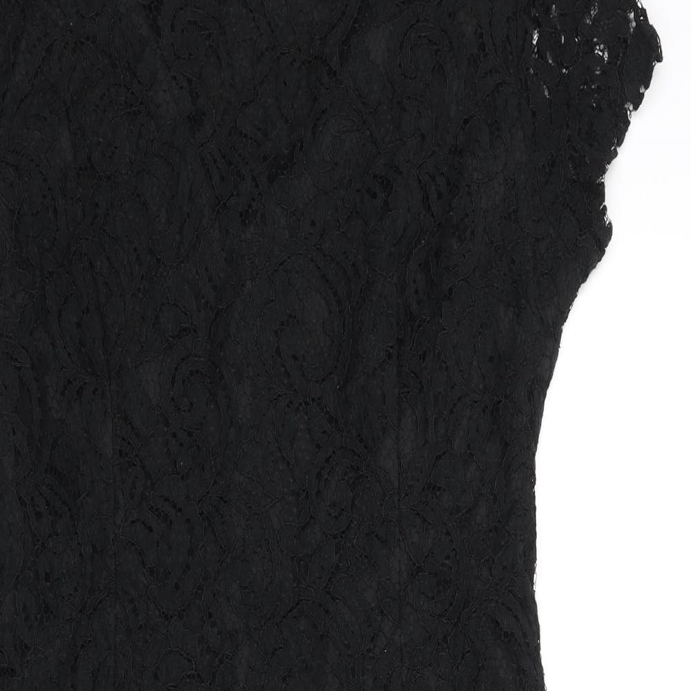 Roman Womens Black Polyester Pencil Dress Size 16 Boat Neck Zip
