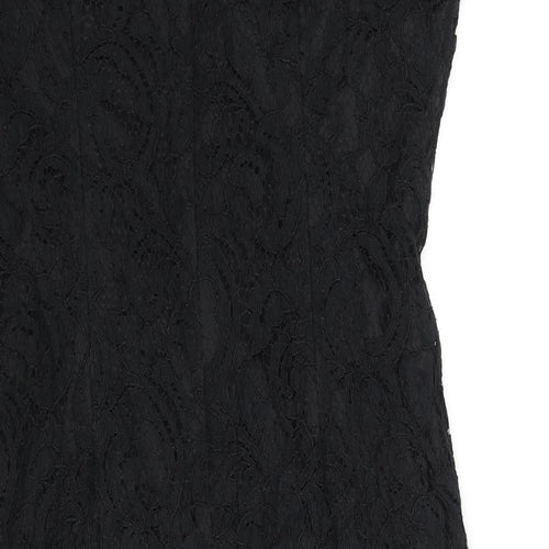 Roman Womens Black Polyester Pencil Dress Size 16 Boat Neck Zip