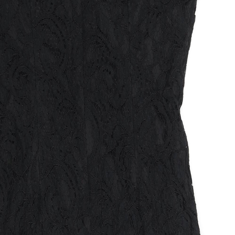Roman Womens Black Polyester Pencil Dress Size 16 Boat Neck Zip