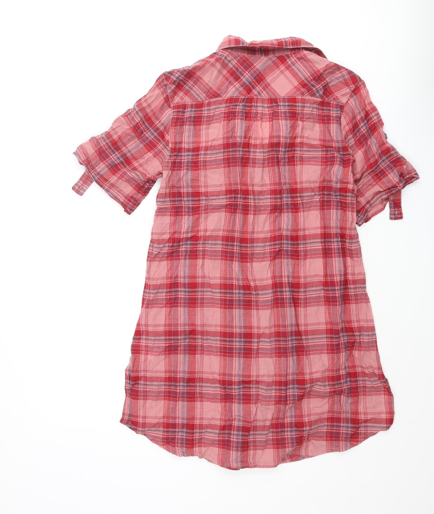 NEXT Womens Pink Check Cotton Basic Button-Up Size 8 Collared