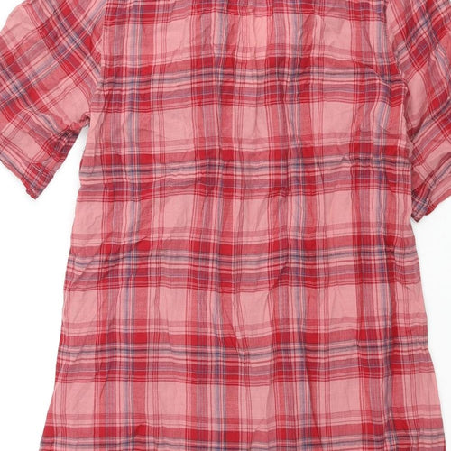 NEXT Womens Pink Check Cotton Basic Button-Up Size 8 Collared
