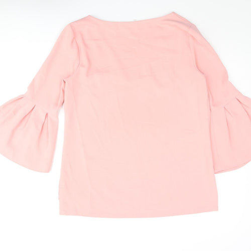 7th Avenue Womens Pink Polyester Basic Blouse Size S V-Neck - Pleated Bell Sleeve