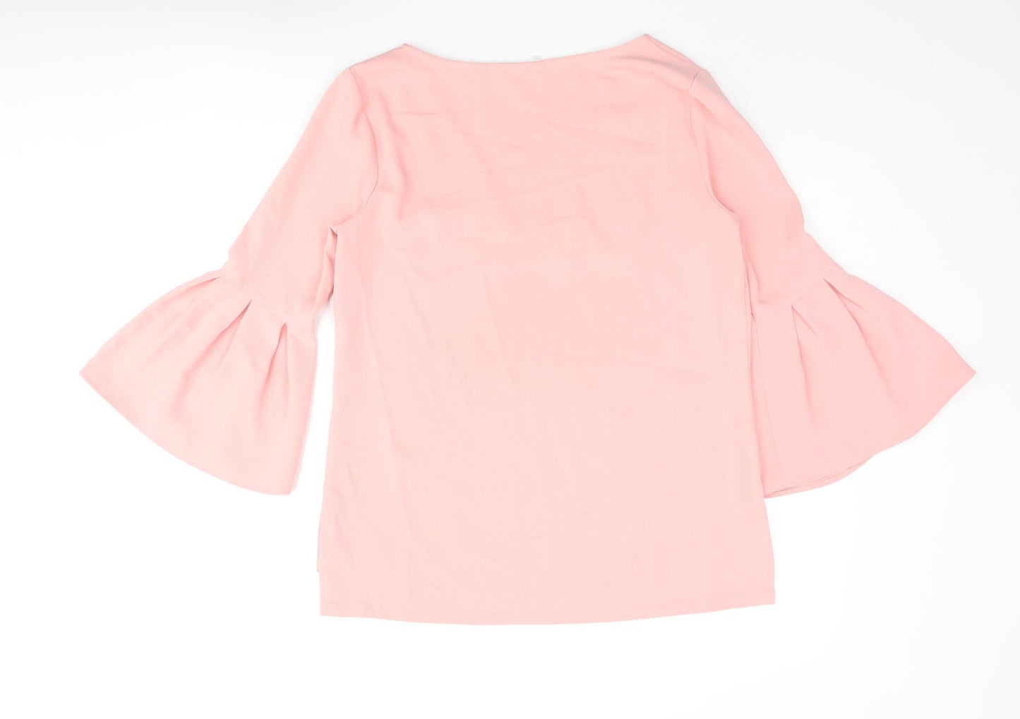 7th Avenue Womens Pink Polyester Basic Blouse Size S V-Neck - Pleated Bell Sleeve