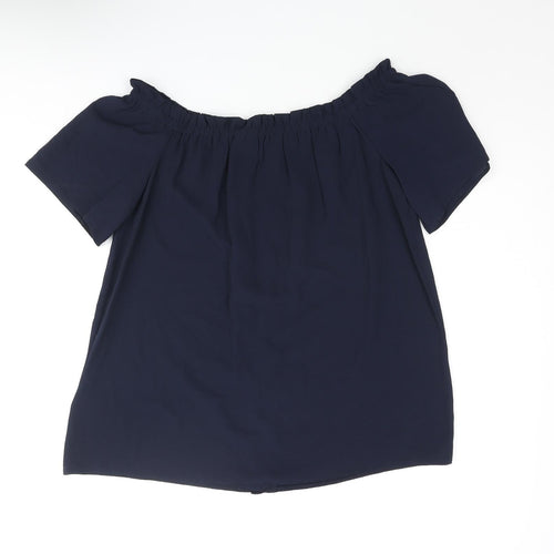 Dorothy Perkins Womens Blue Polyester Basic Blouse Size 8 Off the Shoulder - Button Detail