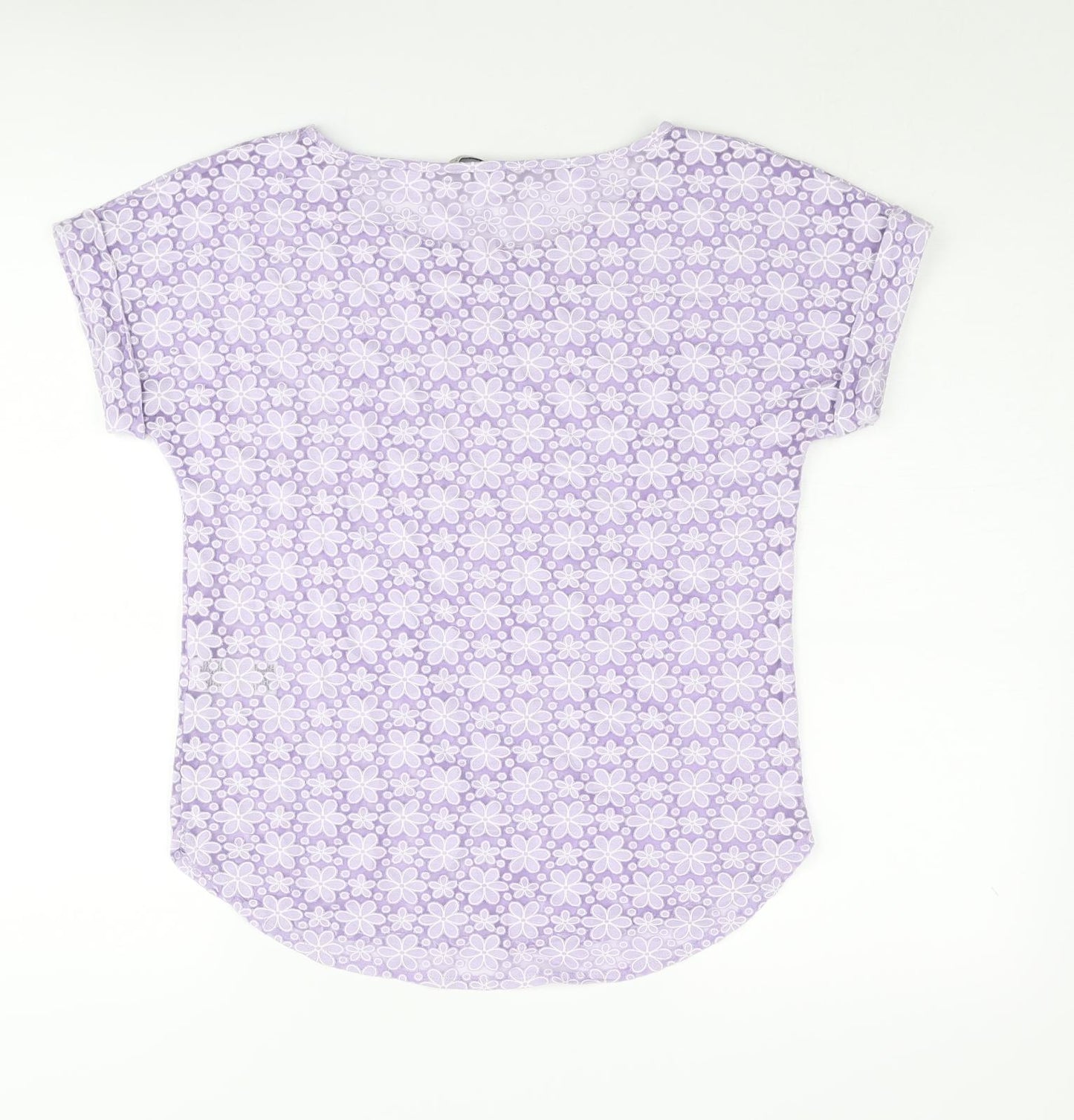 Marks and Spencer Womens Purple Floral Viscose Basic Blouse Size 8 Round Neck