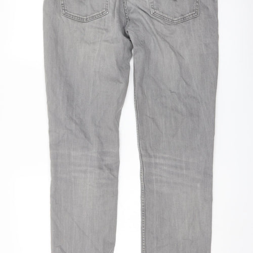 Levi's Mens Grey Cotton Straight Jeans Size 34 in L32 in Regular Button