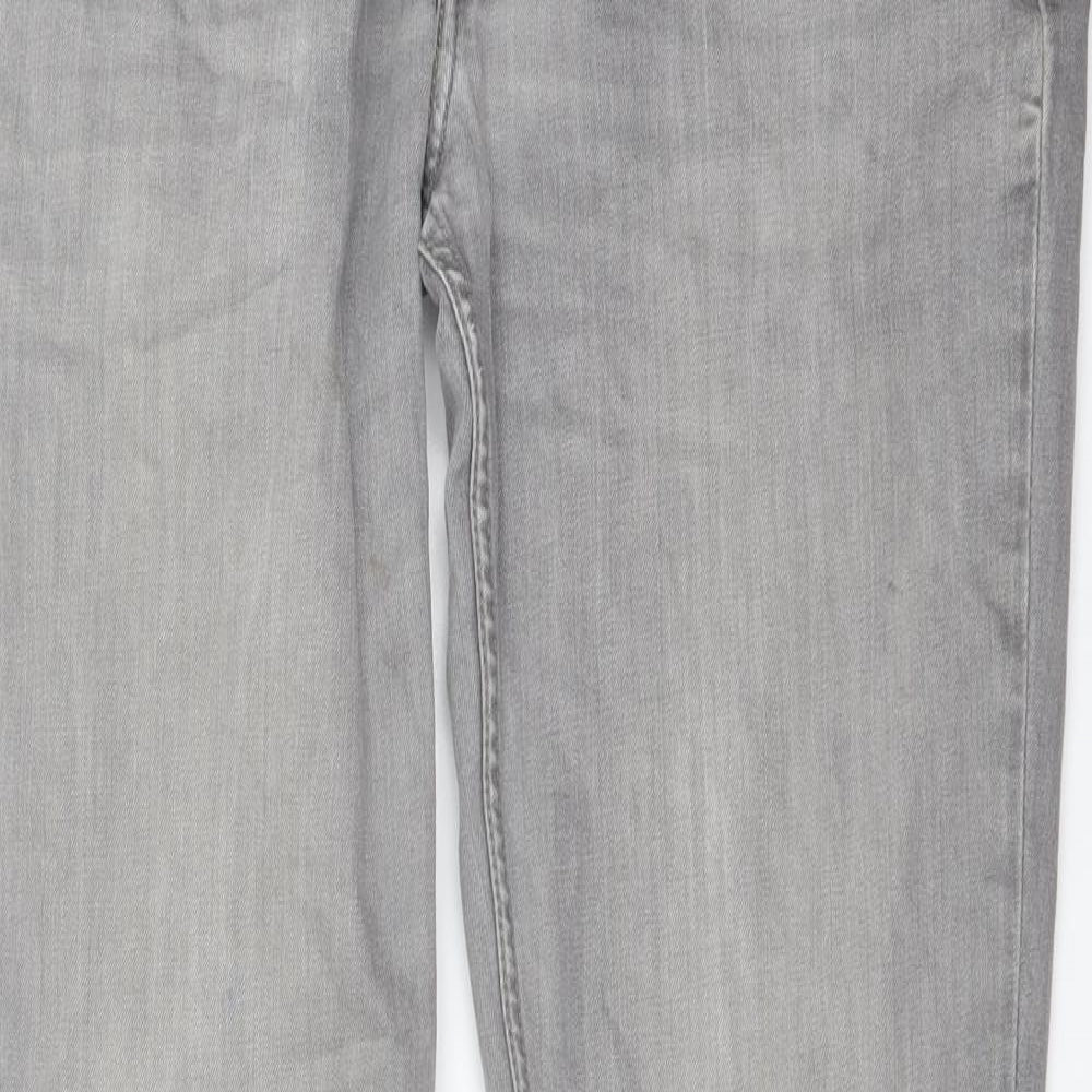 Levi's Mens Grey Cotton Straight Jeans Size 34 in L32 in Regular Button