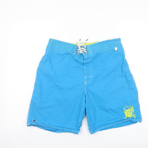 Polo Ralph Lauren Girls Blue Cotton Bermuda Shorts Size M L7 in Regular Drawstring - Swim Shorts