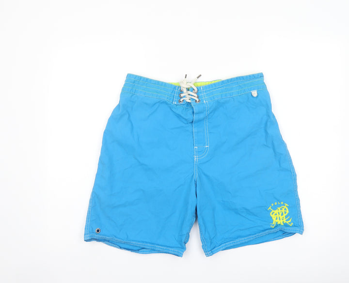Polo Ralph Lauren Girls Blue Cotton Bermuda Shorts Size M L7 in Regular Drawstring - Swim Shorts