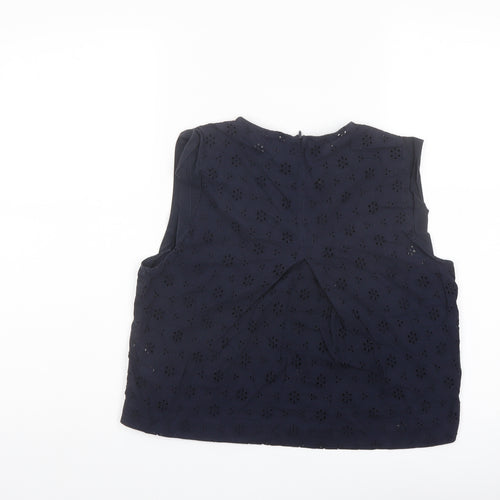 Zara Womens Blue Cotton Basic Blouse Size S Round Neck