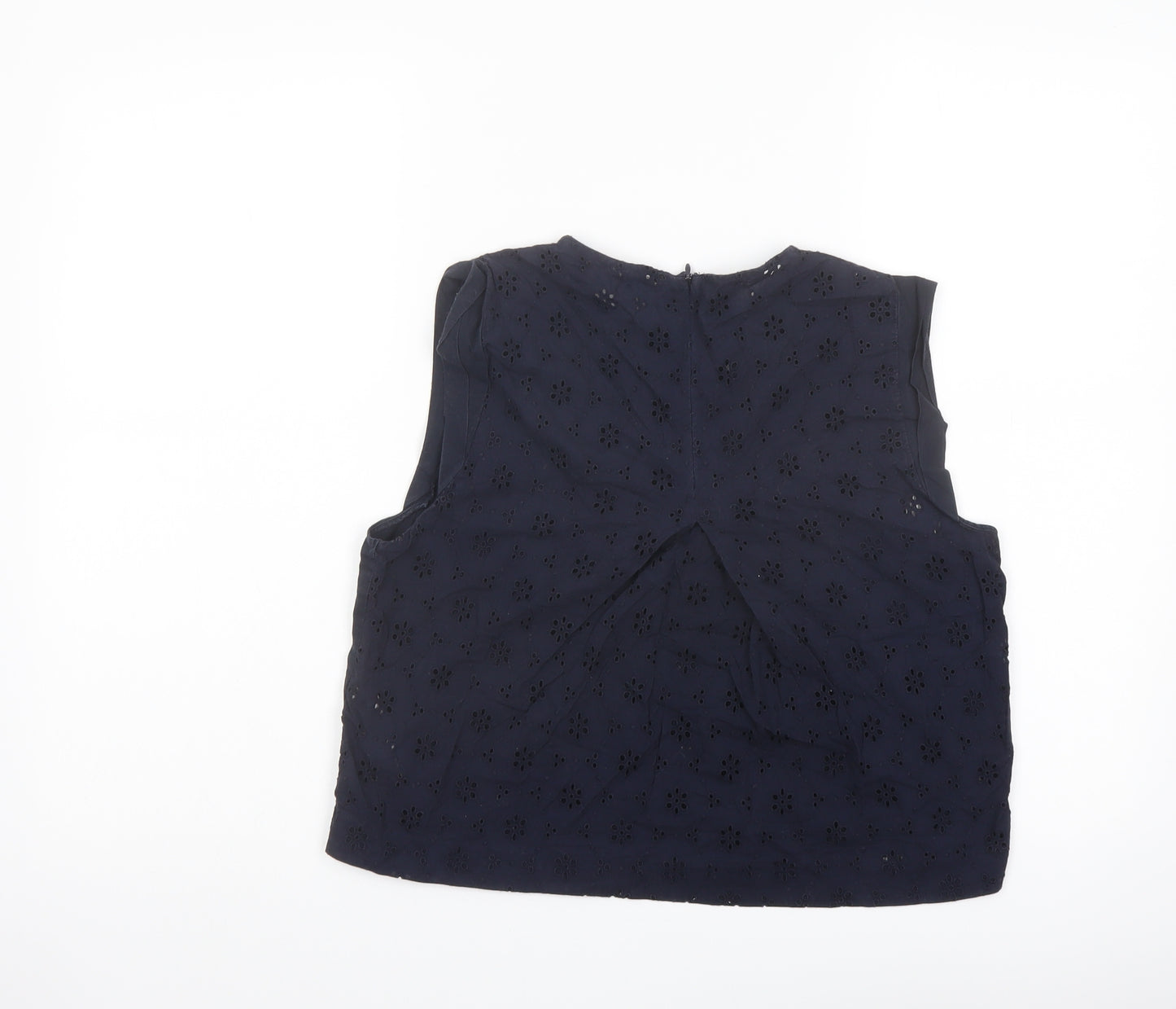 Zara Womens Blue Cotton Basic Blouse Size S Round Neck