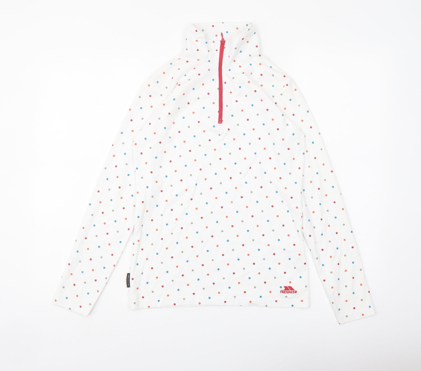 Trespass Womens White Polka Dot Cotton Pullover Sweatshirt Size 2XS Zip