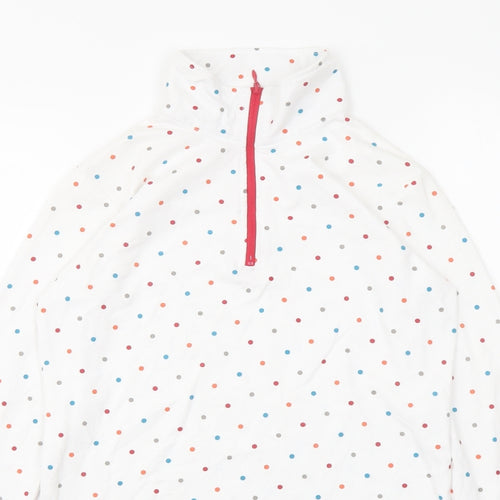 Trespass Womens White Polka Dot Cotton Pullover Sweatshirt Size 2XS Zip