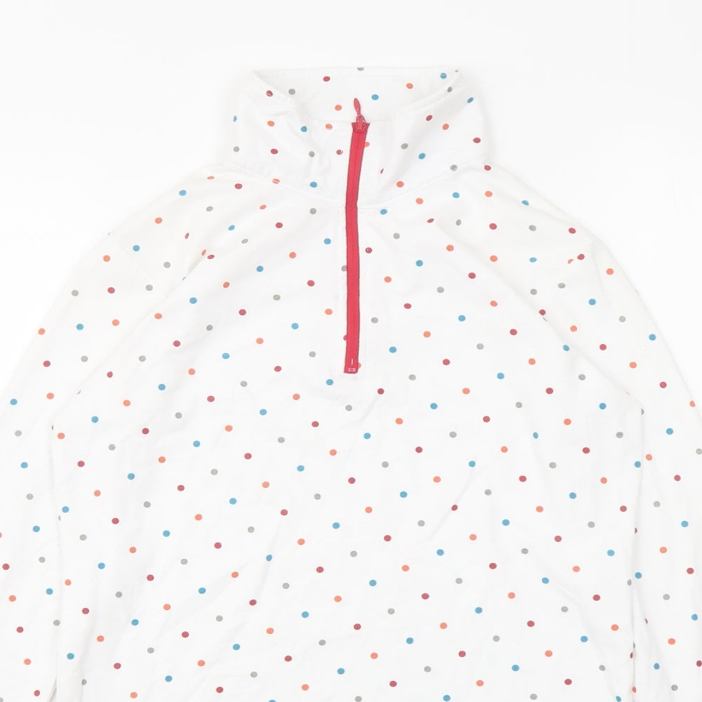 Trespass Womens White Polka Dot Cotton Pullover Sweatshirt Size 2XS Zip