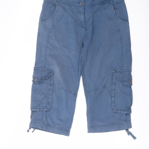 Fat Face Womens Blue Cotton Cargo Shorts Size 10 L19 in Regular Button