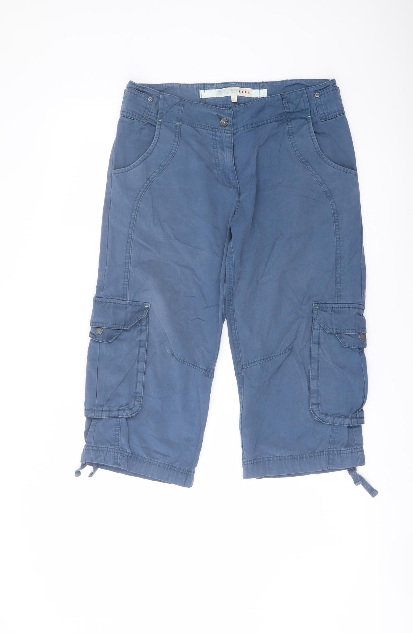 Fat Face Womens Blue Cotton Cargo Shorts Size 10 L19 in Regular Button