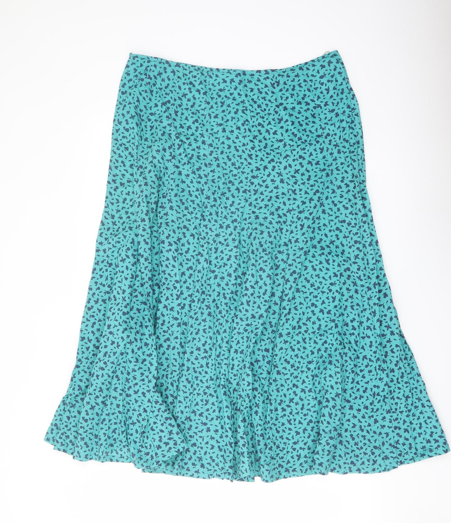 Adini Womens Green Geometric Cotton Flare Skirt Size 34 in Zip