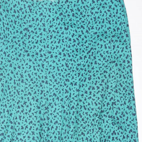 Adini Womens Green Geometric Cotton Flare Skirt Size 34 in Zip