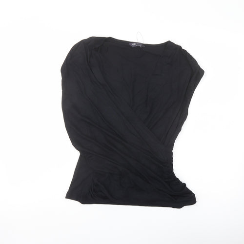 Marks and Spencer Womens Black Modal Basic Blouse Size 14 V-Neck