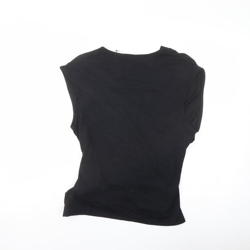 Marks and Spencer Womens Black Modal Basic Blouse Size 14 V-Neck