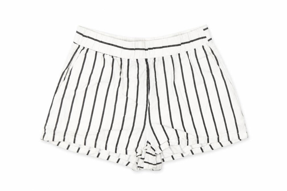 VERO MODA Womens White Striped Linen Cut-Off Shorts Size S L3 in Regular Button