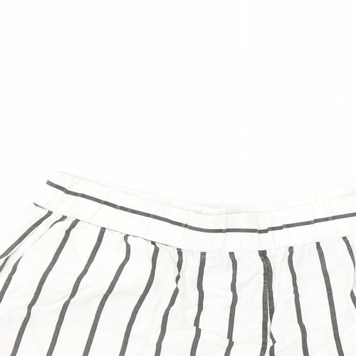 VERO MODA Womens White Striped Linen Cut-Off Shorts Size S L3 in Regular Button