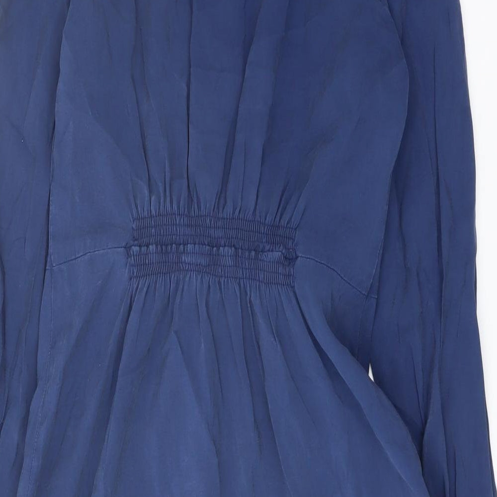 Mango Womens Blue Modal Shirt Dress Size M Collared Button