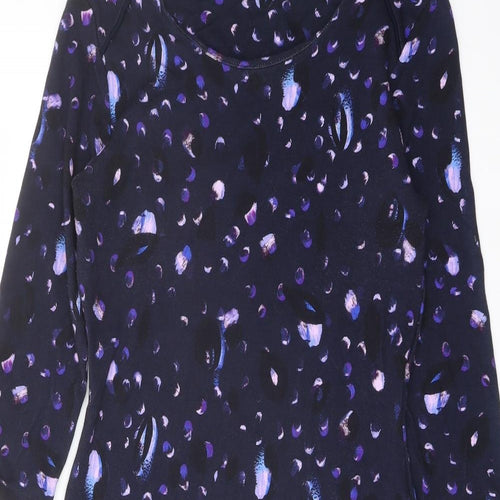 Jigsaw Womens Purple Geometric Viscose Sheath Size M Round Neck Pullover