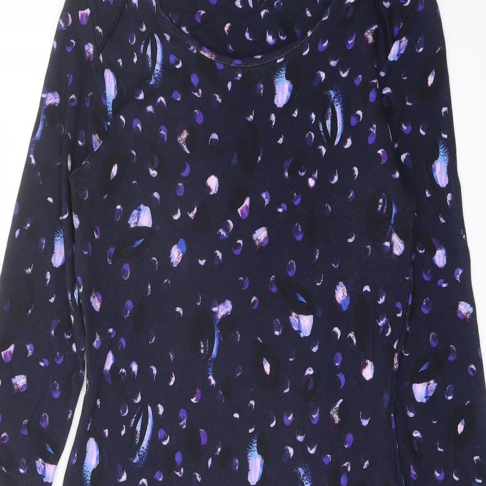 Jigsaw Womens Purple Geometric Viscose Sheath Size M Round Neck Pullover