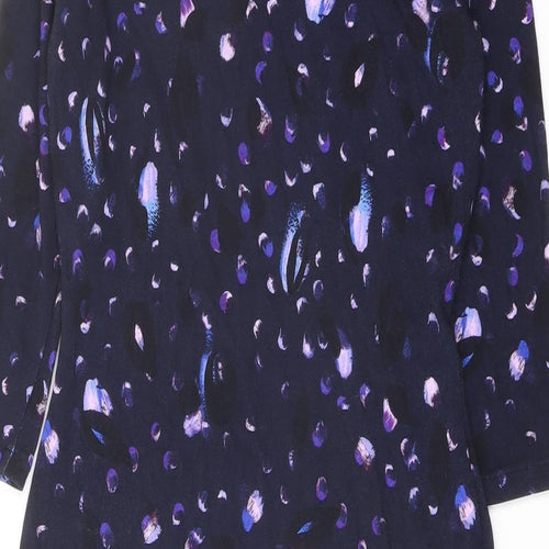 Jigsaw Womens Purple Geometric Viscose Sheath Size M Round Neck Pullover