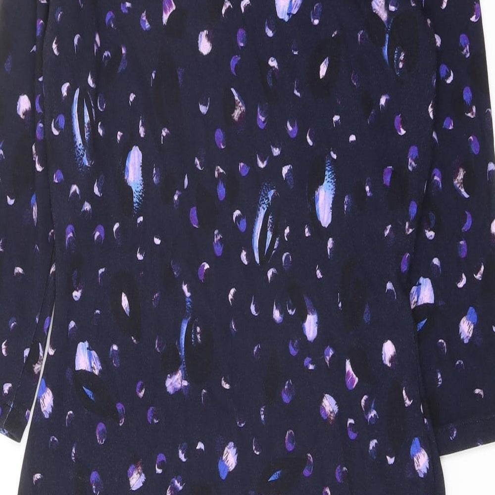 Jigsaw Womens Purple Geometric Viscose Sheath Size M Round Neck Pullover