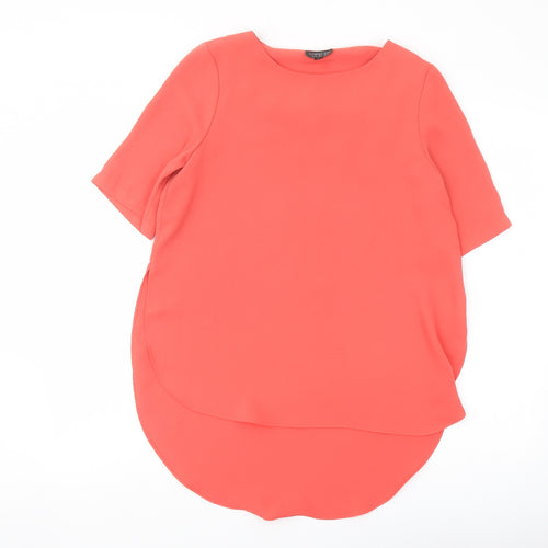 Topshop Womens Orange Polyester Basic Blouse Size 8 Round Neck