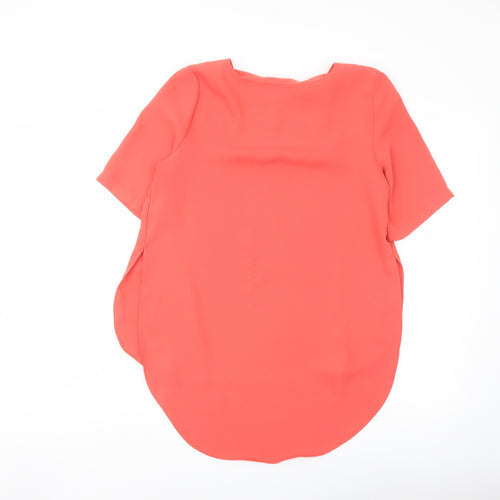 Topshop Womens Orange Polyester Basic Blouse Size 8 Round Neck