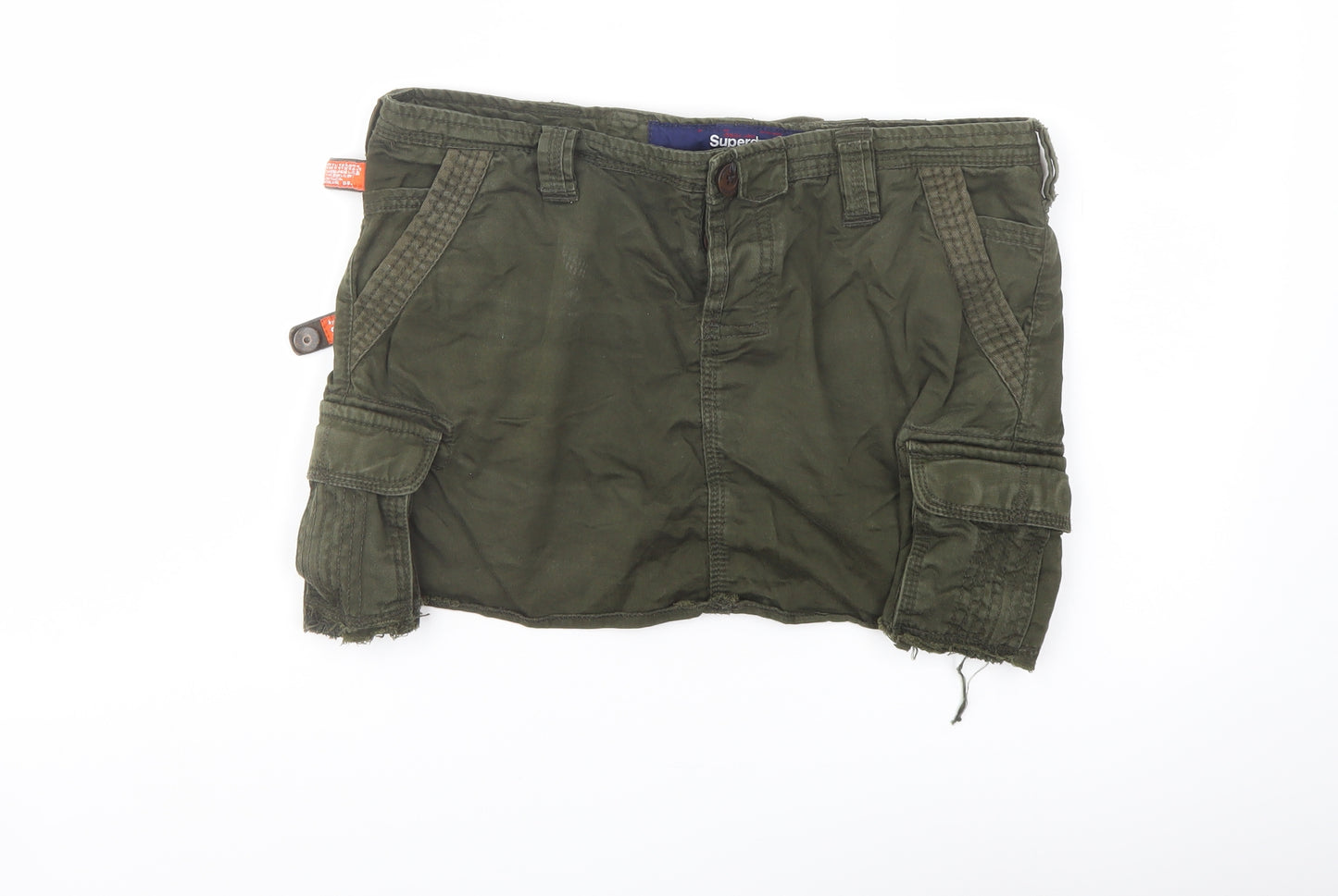 Superdry Womens Green Cotton Cargo Skirt Size M Button