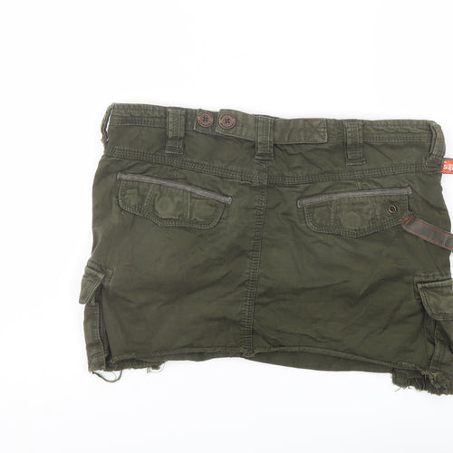 Superdry Womens Green Cotton Cargo Skirt Size M Button