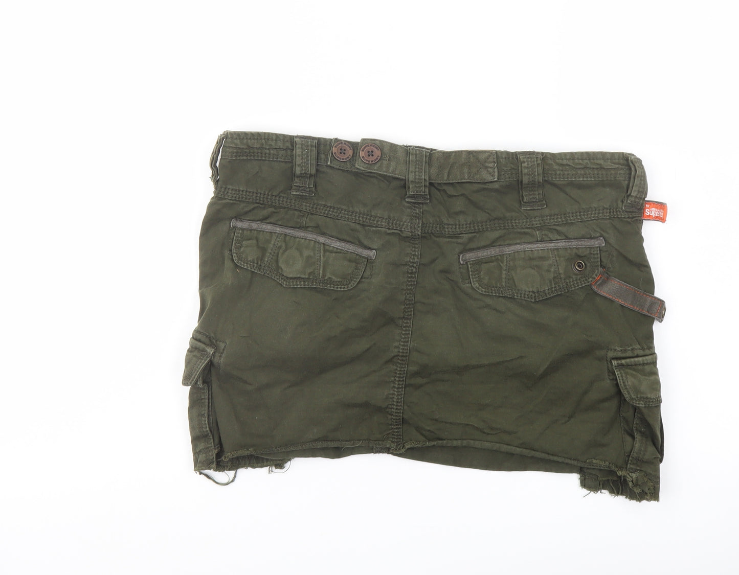 Superdry Womens Green Cotton Cargo Skirt Size M Button