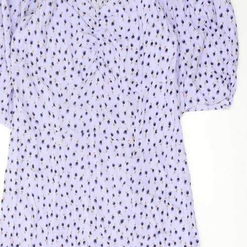 Lindex Womens Purple Geometric Viscose A-Line Size M Sweetheart Pullover