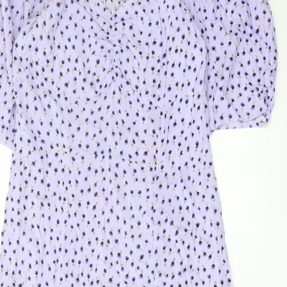 Lindex Womens Purple Geometric Viscose A-Line Size M Sweetheart Pullover