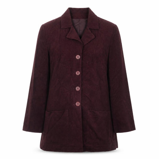 Front view of Klass women’s purple jacket, size UK 14, button