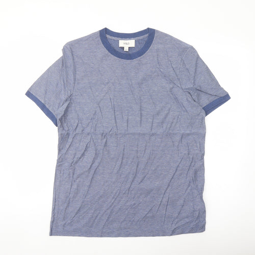 Marks and Spencer Mens Blue Cotton T-Shirt Size L Crew Neck