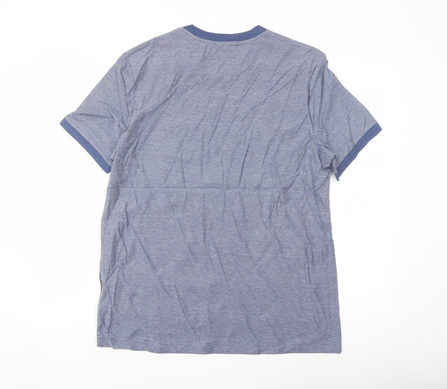 Marks and Spencer Mens Blue Cotton T-Shirt Size L Crew Neck