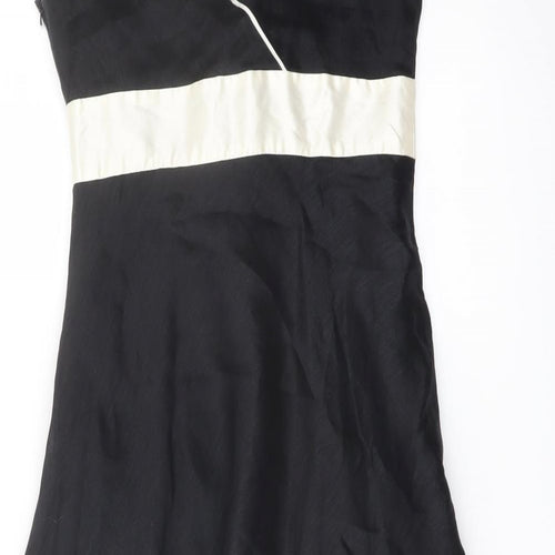 Monsoon Womens Black Linen A-Line Size 10 V-Neck Zip
