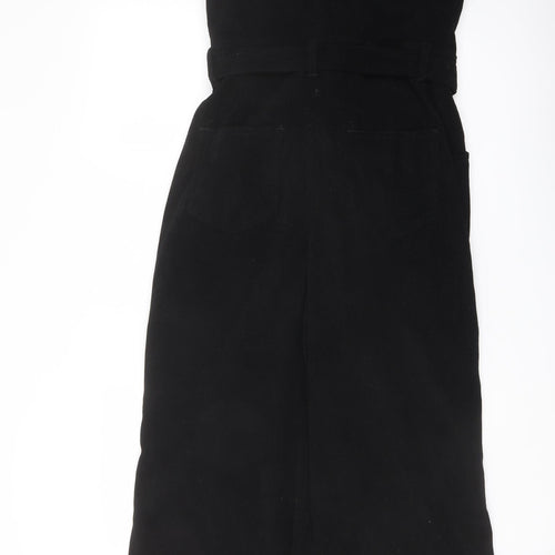 Boohoo Womens Black Cotton Jumpsuit One-Piece Size 12 Zip