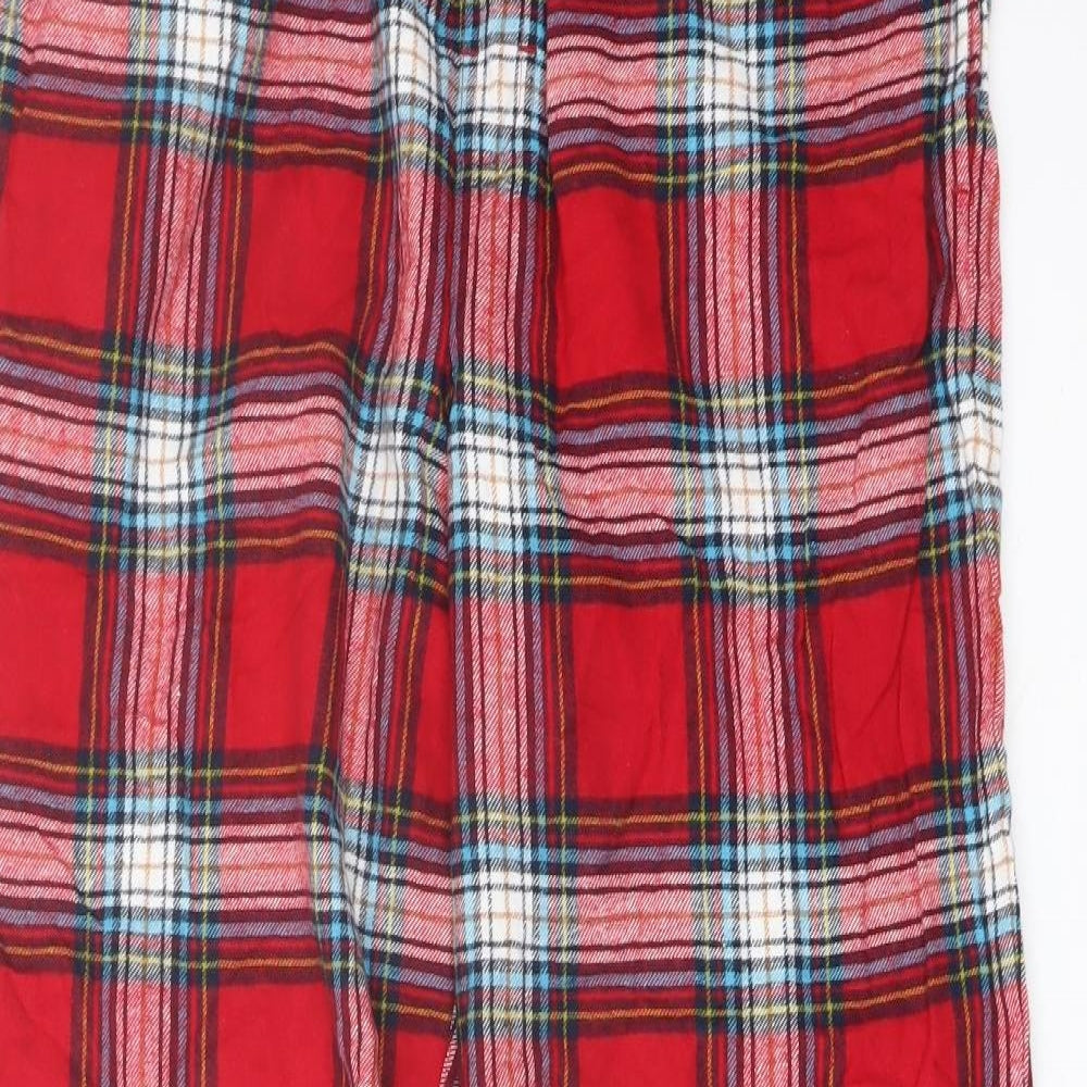 Marks and Spencer Mens Red Plaid Cotton Pyjama Pants Size M Drawstring