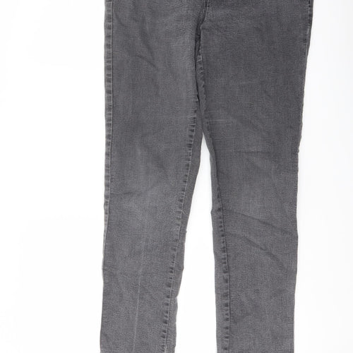 Dorothy Perkins Womens Grey Cotton Straight Jeans Size 14 L28 in Regular Button