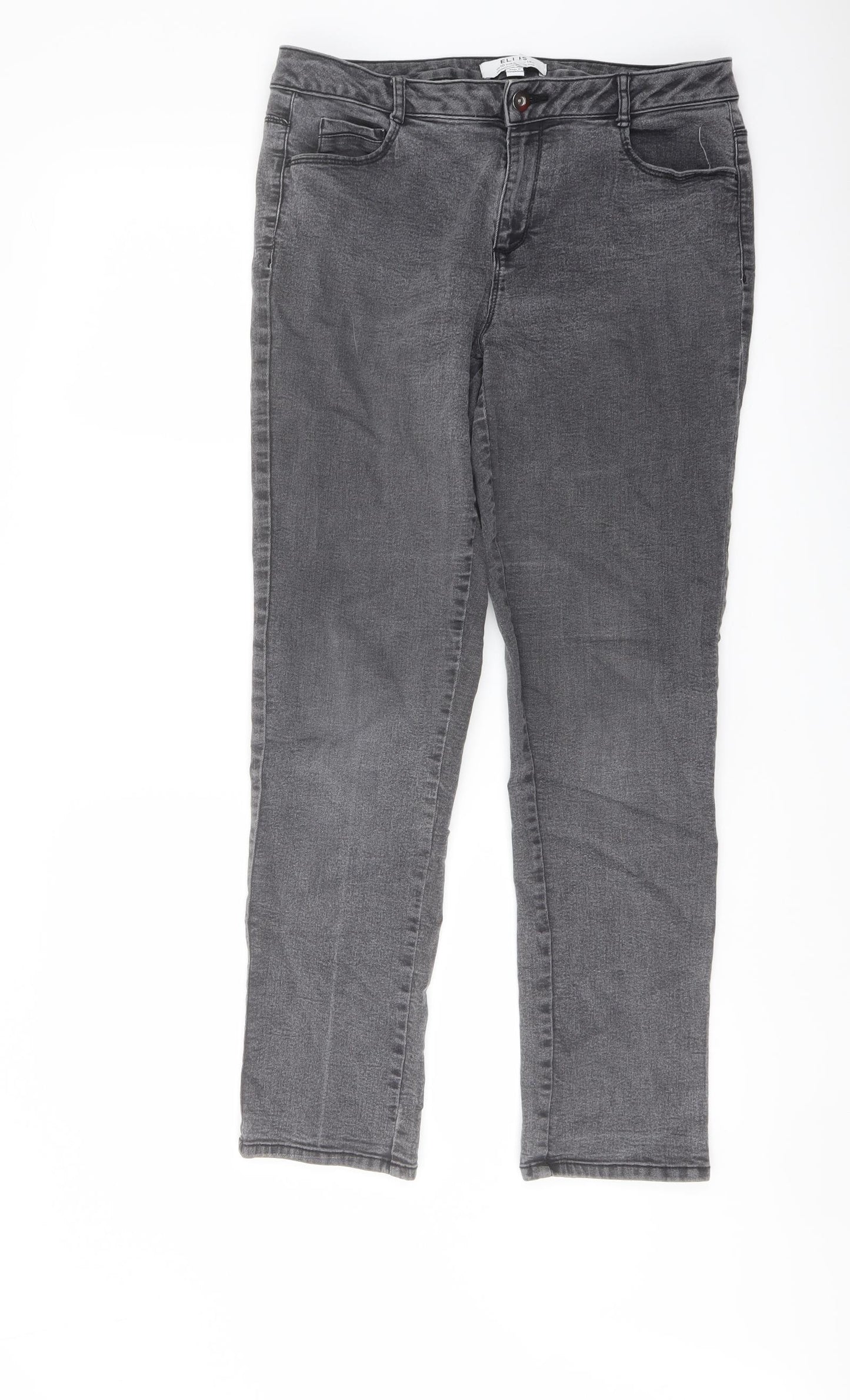 Dorothy Perkins Womens Grey Cotton Straight Jeans Size 14 L28 in Regular Button