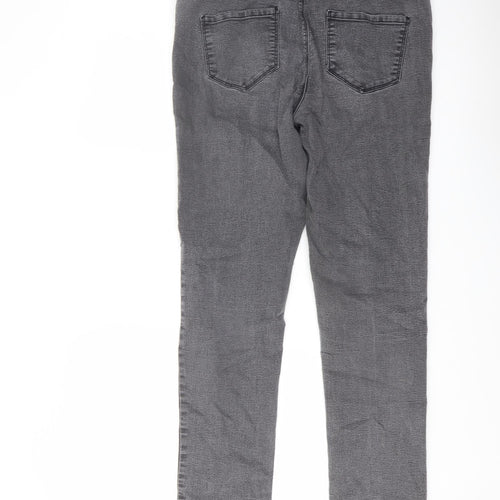 Dorothy Perkins Womens Grey Cotton Straight Jeans Size 14 L28 in Regular Button