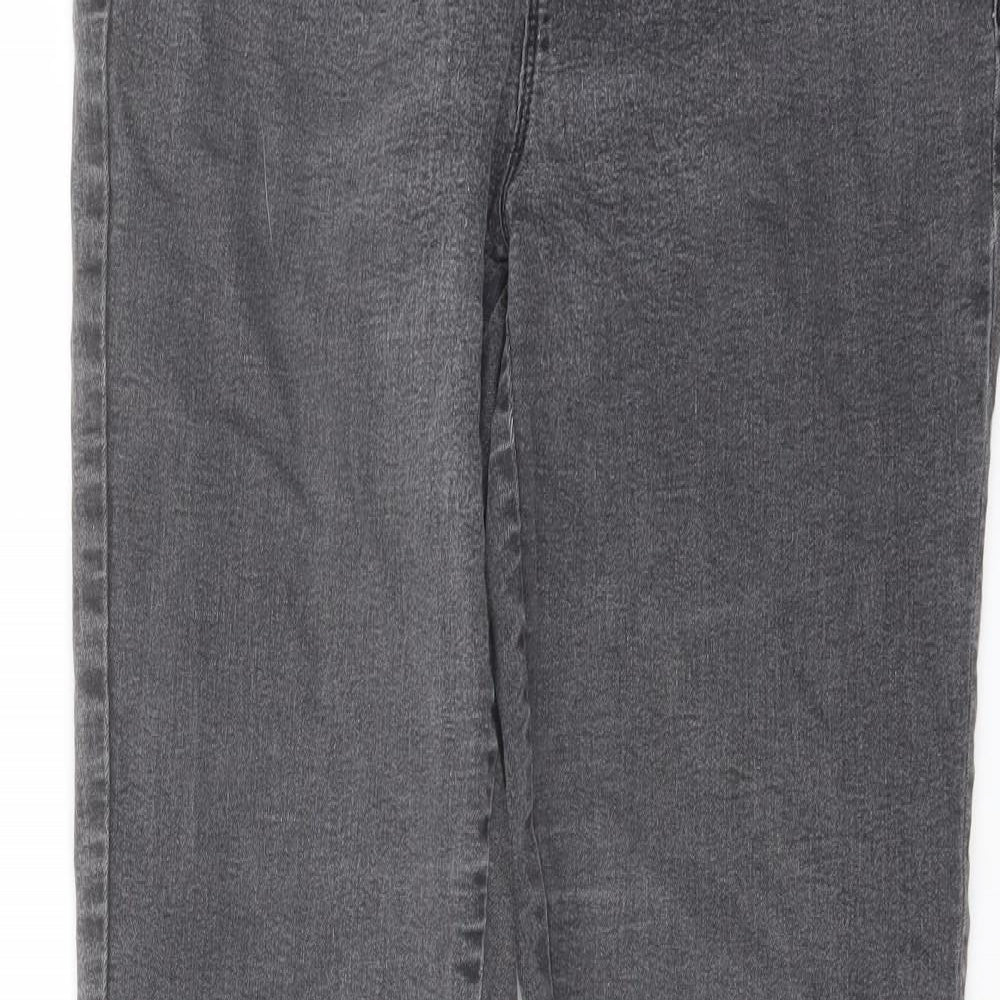 Dorothy Perkins Womens Grey Cotton Straight Jeans Size 14 L28 in Regular Button